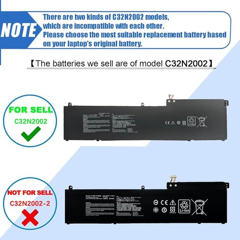96Wh C32N2002 Laptop Battery Replacement for Asus ZenBook Pro 15 UX535 UX535LI OLED UM535 Flip 15 OLED Q538EI UX564 UX564EH UX564EI UX564P Series 0B200-03770000 0B200-03660200 11.55V 8380mAh in Saudi Arabia