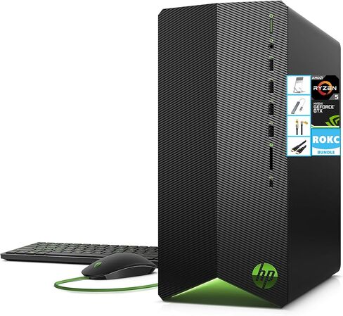 HP Pavilion Gaming Desktop PC TG01, AMD Ryzen 5 4600G(6-Cores), NVIDIA RTX 3060, 8GB RAM|256GB SSD, WiFi, Bluetooth, Windows 11, RJ-45, Pre-Built PC, Streaming Office/Work/Study Computer, RK Bundle in Saudi Arabia