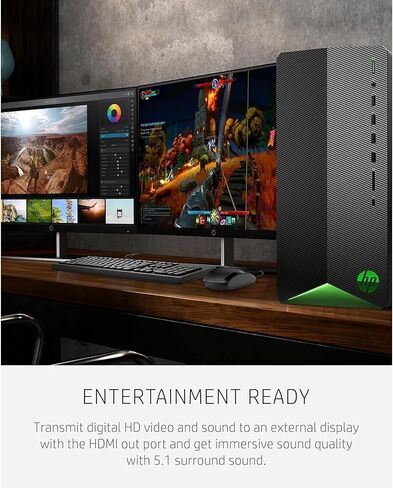 HP Pavilion Gaming Desktop PC TG01, AMD Ryzen 5 4600G(6-Cores), NVIDIA RTX 3060, 8GB RAM|256GB SSD, WiFi, Bluetooth, Windows 11, RJ-45, Pre-Built PC, Streaming Office/Work/Study Computer, RK Bundle in Saudi Arabia