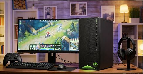 HP Pavilion Gaming Desktop PC TG01, AMD Ryzen 5 4600G(6-Cores), NVIDIA RTX 3060, 8GB RAM|256GB SSD, WiFi, Bluetooth, Windows 11, RJ-45, Pre-Built PC, Streaming Office/Work/Study Computer, RK Bundle in Saudi Arabia
