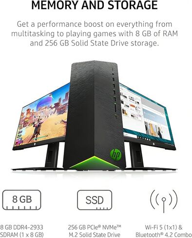 HP Pavilion Gaming Desktop PC TG01, AMD Ryzen 5 4600G(6-Cores), NVIDIA RTX 3060, 8GB RAM|256GB SSD, WiFi, Bluetooth, Windows 11, RJ-45, Pre-Built PC, Streaming Office/Work/Study Computer, RK Bundle in Saudi Arabia