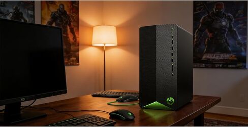 HP Pavilion Gaming Desktop PC TG01, AMD Ryzen 5 4600G(6-Cores), NVIDIA RTX 3060, 8GB RAM|256GB SSD, WiFi, Bluetooth, Windows 11, RJ-45, Pre-Built PC, Streaming Office/Work/Study Computer, RK Bundle in Saudi Arabia