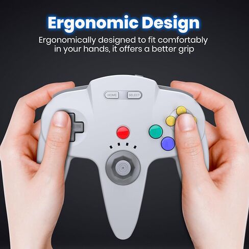 2 Pack Wireless N64 Controller Made for Switch 1 & 2, N64 Console, Wireless 2.4 GHz Receivers Compatible with Switch Online, Windows PC, macOS (Built-in Vibration) (Rechargeable) Gunmetal Grey/Gray in Saudi Arabia