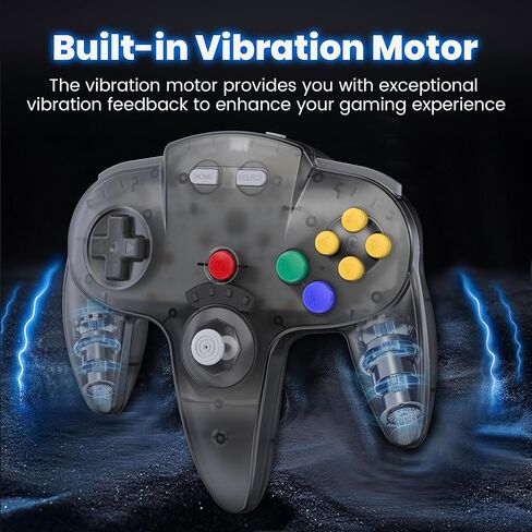 2 Pack Wireless N64 Controller Made for Switch 1 & 2, N64 Console, Wireless 2.4 GHz Receivers Compatible with Switch Online, Windows PC, macOS (Built-in Vibration) (Rechargeable) Gunmetal Grey/Yellow in Saudi Arabia