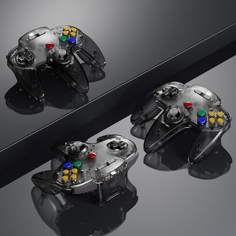 2 Pack Wireless N64 Controller Made for Switch 1 & 2, N64 Console, Wireless 2.4 GHz Receivers Compatible with Switch Online, Windows PC, macOS (Built-in Vibration) (Rechargeable) Lemon/Gunmetal Grey in Saudi Arabia