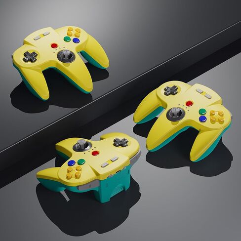 SAFFUN 2 Pack Wireless N64 Controller Made for Switch 1 & 2, N64 Console, Wireless 2.4 GHz Receivers Compatible with Switch Online, Windows PC, macOS (Built-in Vibration) (Rechargeable) Lemon/Gray in Saudi Arabia