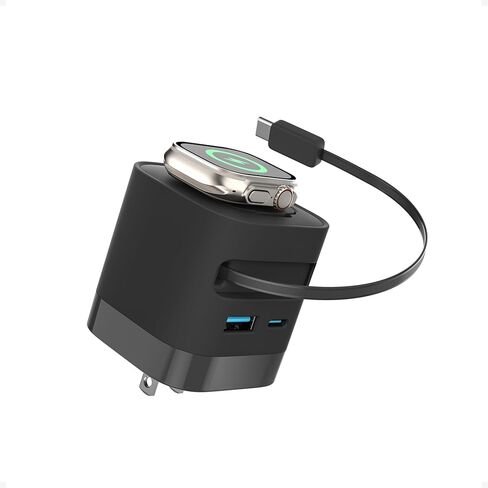 CHARCO Charging Block for Apple Watch, 35W Retractable Wall Charger USB C Built in Wireless Smart Watch Charging and Foldable Plug, Charger Block Compatible with iPhone, AirPods, iWatch, 1 Pack in Saudi Arabia