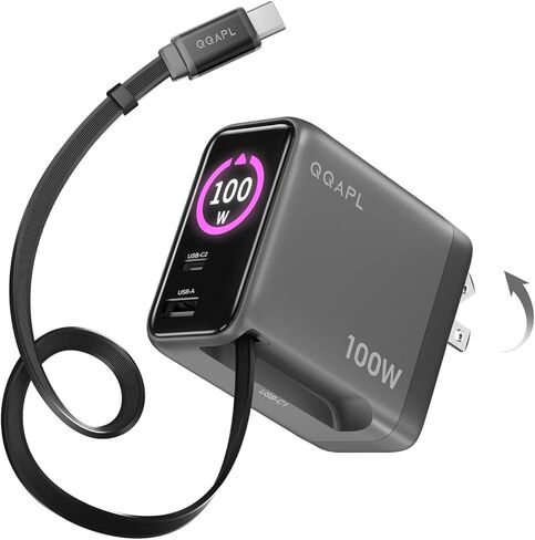 100W USB C Charger Block,Retractable Wall Charger,Foldable GaN Smart Display Charger, Compact MacBook Charger,Fast Power Adapter for MacBook Pro/Air/Neo, iPhone 17/16, Galaxy S26/25, Pixel, iPad, DJI in Saudi Arabia