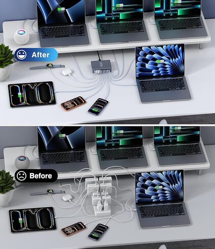 2026 كتلة شاحن USB C محدثة بقدرة 575 واط، 10 منافذ GaN فائقة السرعة USB C محطة شحن Hub Block Cube، محول شاحن سريع للكمبيوتر المحمول لأجهزة iPhone/MacBook Pro/Air، DELL، iPad، Samsung Galaxy in Kuwait