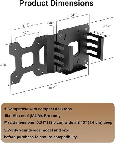 suptek Mac mini Mount Mini PC Mounting Bracket VESA Monitor Mount Extension Plate, Universal VESA Adapter Plate 75x75mm and100x100mm All Metal Mount Holder Bracket Kit for Mac mini M4/M4 Pro in Saudi Arabia