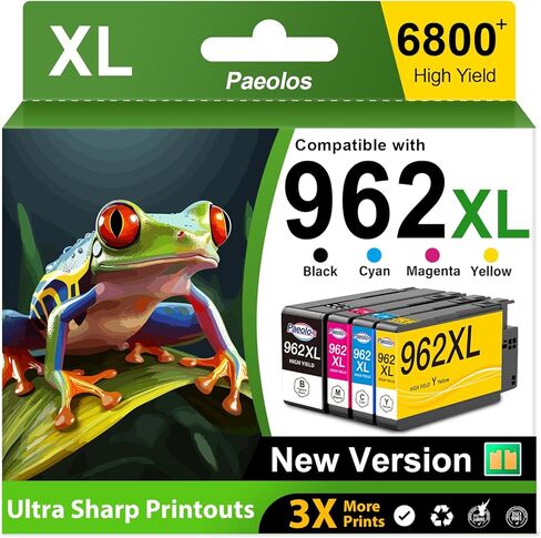 962 962XL خراطيش الحبر كومبو حزمة أحدث شريحة لخراطيش الحبر HP 962XL كومبو حزمة لـ HP962XL لحبر HP 962 لـ HP Officejet Pro 9010 9015 9020 9018 9025 طابعة أسود سماوي أرجواني أصفر، 4 عبوات in Kuwait