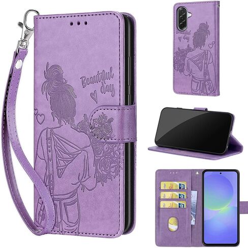 Designed for Samsung Galaxy A37 5G Case Wallet,Women Flip Folio Cover with Embossed PU Leather Stand Credit Card Holders Slots Wrist Strap Phone Case for Samsung A36 (Blue Butterfly) in Saudi Arabia