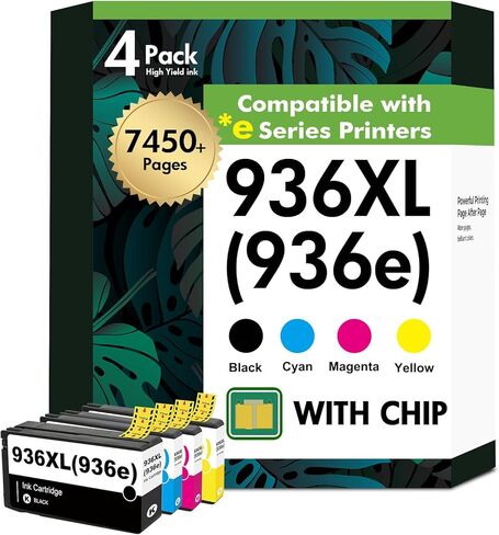 حزمة التحرير والسرد لخراطيش الحبر 936 936XL 9125e: بديل لحزمة HP 936e Ink 936XL باللون الأسود و936 لون لطابعة HP OfficeJet Pro 9120e 9730e 9130 9135e 9122e 9128e 9110b 9120b in Kuwait