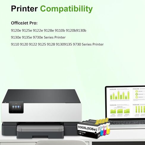 حزمة التحرير والسرد لخراطيش الحبر 936 936XL 9125e: بديل لحزمة HP 936e Ink 936XL باللون الأسود و936 لون لطابعة HP OfficeJet Pro 9120e 9730e 9130 9135e 9122e 9128e 9110b 9120b in Kuwait