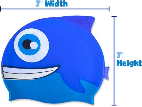 Fishy Fin Silicone Swimming and Diving Cap for Kids and Toddlers | Pool and Aquatic Sports Accessories for Boys and Girls | Cute Fish Design Recreational & Beginner Swimwear for Children in Saudi Arabia