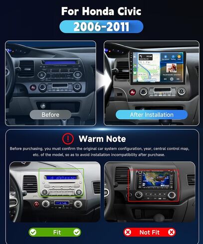 4+64G Android Car Sereo for Honda Civic 2006 2007 2008 2009 2010 2011 Radio with Wireless Carplay Android Auto 10.1“ Touch Screen for Honda Civic Car RadioBluetooth 5G WiFi GPS SWC Backup Camera in Saudi Arabia