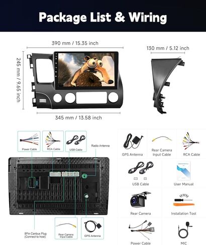 4+64G Android Car Sereo for Honda Civic 2006 2007 2008 2009 2010 2011 Radio with Wireless Carplay Android Auto 10.1“ Touch Screen for Honda Civic Car RadioBluetooth 5G WiFi GPS SWC Backup Camera in Saudi Arabia