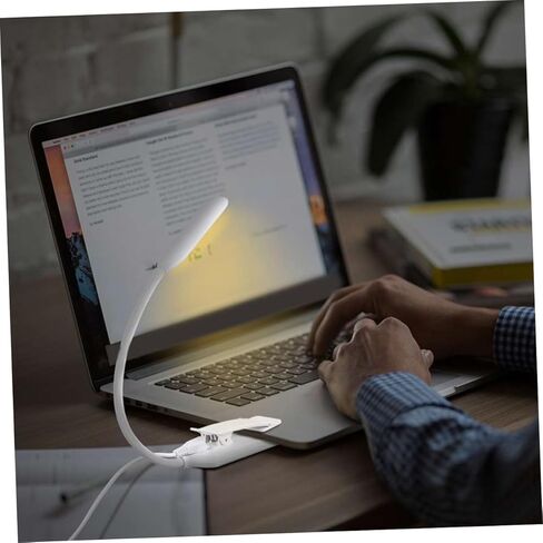 USB Rechargeable LED Reading Lamp Eye-Protection Clip Light, White 88x40x220mm, Portable Book Light for Night Studying and Bedside Use in Saudi Arabia
