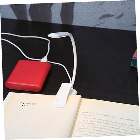 USB Rechargeable LED Reading Lamp Eye-Protection Clip Light, White 88x40x220mm, Portable Book Light for Night Studying and Bedside Use in Saudi Arabia