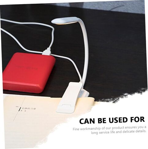 USB Rechargeable LED Reading Lamp Eye-Protection Clip Light, White 88x40x220mm, Portable Book Light for Night Studying and Bedside Use in Saudi Arabia