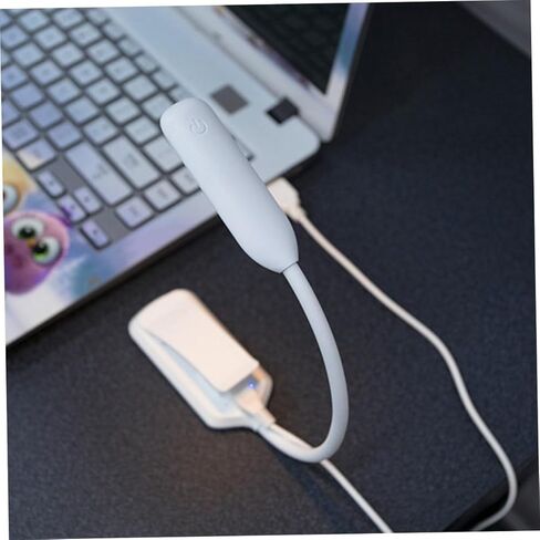 USB Rechargeable LED Reading Lamp Eye-Protection Clip Light, White 88x40x220mm, Portable Book Light for Night Studying and Bedside Use in Saudi Arabia