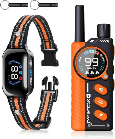 DTCollar Dog Training Collar, 9-Voice Options, Adjustable Electrical Shock and Vibration Settings, LED Flashlight, Stop Barking, Long-Range Remote Control 3300FT, and IP67 Waterproof Receiver in Kuwait