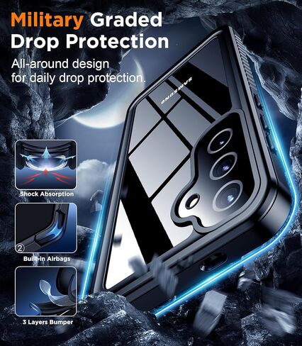 Designed for Samsung Galaxy S25 Case Waterproof, Built-in Lens & Screen Protector Military Shockproof Dropproof IP68 Underwater Full Body Phone Case for Galaxy S25 5G 6.2"-Black (2025) in Saudi Arabia