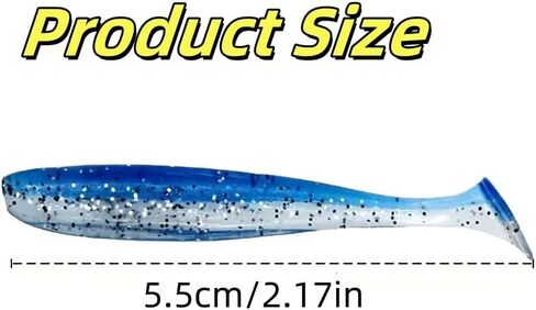 10PCS 10PCS Soft Silicone Lures - T-Tail Swims for Bass & Perch, Leadless, Fresh & Saltwater, ColorMixing in Saudi Arabia