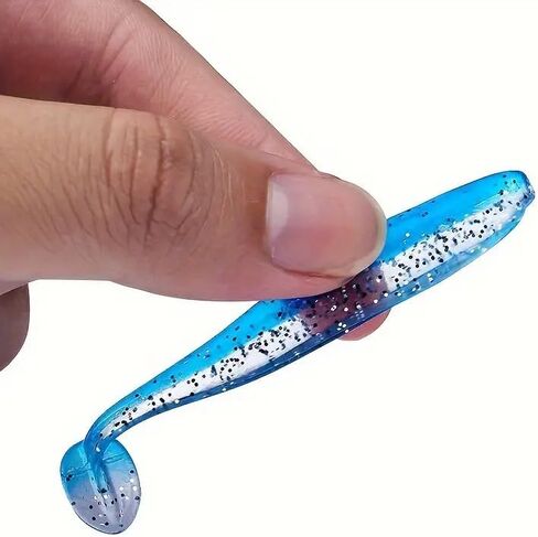 10PCS 10PCS Soft Silicone Lures - T-Tail Swims for Bass & Perch, Leadless, Fresh & Saltwater, ColorMixing in Saudi Arabia