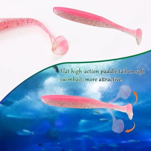 10PCS 10PCS Soft Silicone Lures - T-Tail Swims for Bass & Perch, Leadless, Fresh & Saltwater, ColorMixing in Saudi Arabia