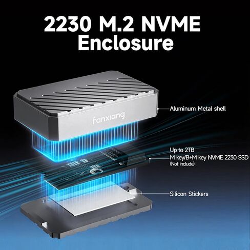 حاوية fanxiang NVMe SSD، محول/قارئ M.2 NVMe PCIe إلى USB C، USB 3.2 Gen 2 (10 جيجابت في الثانية)، حاوية خارجية لمحرك الحالة الصلبة لـ 2230 NVMe SSDs، تدعم مفاتيح M وB&M، MP88 in Saudi Arabia