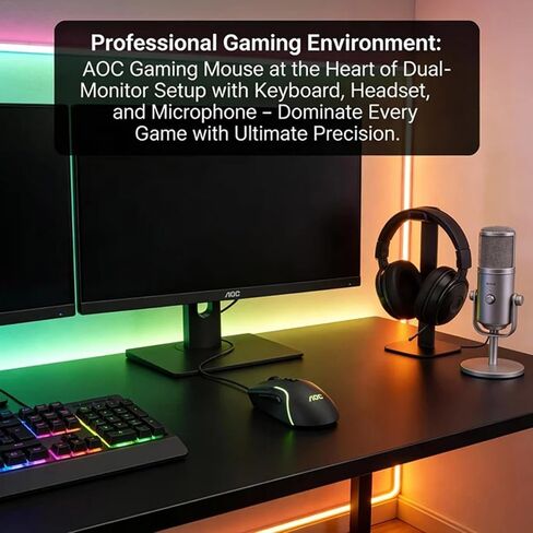 AOC Wired Gaming Mouse, 7200DPI RGB Ergonomic Computer Mouse with Optical Sensor Game Corded Mouse, 7 Programmable Buttons, USB Gaming Mice for Laptop, PC GM170 in Saudi Arabia