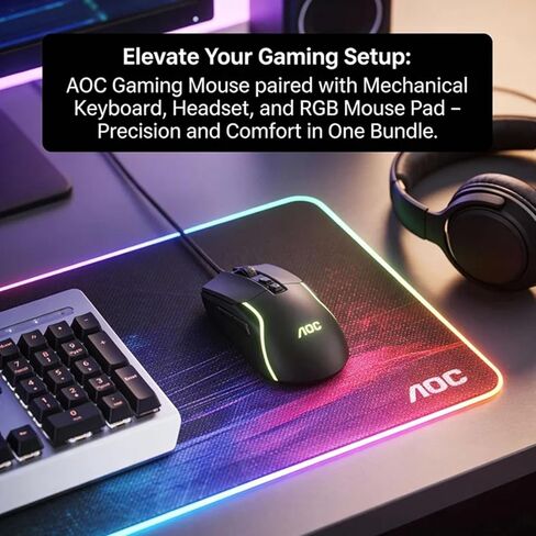 AOC Wired Gaming Mouse, 7200DPI RGB Ergonomic Computer Mouse with Optical Sensor Game Corded Mouse, 7 Programmable Buttons, USB Gaming Mice for Laptop, PC GM170 in Saudi Arabia