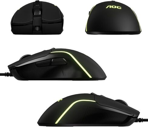 AOC Wired Gaming Mouse, 7200DPI RGB Ergonomic Computer Mouse with Optical Sensor Game Corded Mouse, 7 Programmable Buttons, USB Gaming Mice for Laptop, PC GM170 in Saudi Arabia