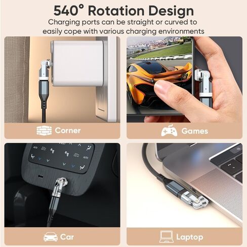 محول USB C [3 عبوات]، محول PD 240W USB C 90 درجة، محول الزاوية اليمنى USB من النوع C/محولات 360 و180 درجة C إلى C للهاتف 17/16/15، سلسلة MacBook Pro/Pad، Samsung Galaxy، الكمبيوتر اللوحي، الكمبيوتر المحمول (3) in Kuwait