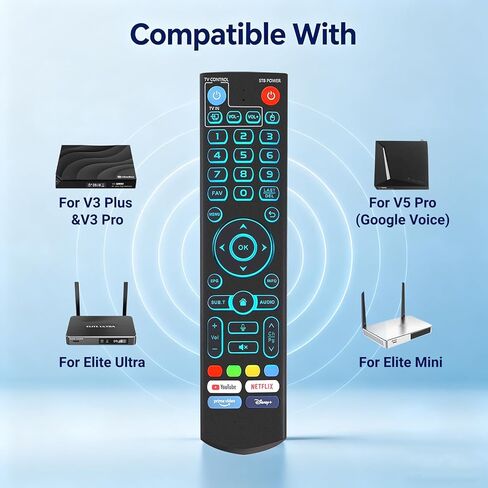 جهاز التحكم عن بعد الصوتي V5 Pro الجديد المتوافق مع موديلات vSeeBox V1 وV2 وV3 وV5 Pro وV3 Plus وV1 Max وElite وMax in Saudi Arabia