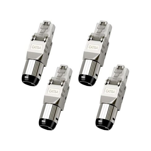 Cat 6A RJ45 Connectors Tool Free, 10 Gbps 500 MHz Gold Plated Reusable Zinc Alloy Shielded Ethernet Connector for Cat6a, Cat6, Cat5e, AWG 22-24, 12 Pack in Saudi Arabia