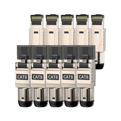10 عبوات من موصلات RJ45 أداة مجانية Cat 8، Cat8 قابس إنهاء المجال المحمي RJ45 وحدات المقابس لـ 2000 ميجا هرتز 2 جيجا هرتز 40 جيجا كابل LAN صلب محمي مزدوج 22AWG-24AWG in Kuwait