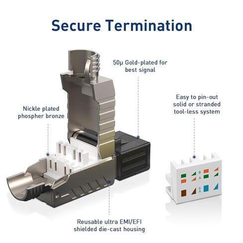 10 عبوات من موصلات RJ45 أداة مجانية Cat 8، Cat8 قابس إنهاء المجال المحمي RJ45 وحدات المقابس لـ 2000 ميجا هرتز 2 جيجا هرتز 40 جيجا كابل LAN صلب محمي مزدوج 22AWG-24AWG in Kuwait