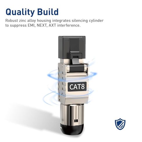 10 عبوات من موصلات RJ45 أداة مجانية Cat 8، Cat8 قابس إنهاء المجال المحمي RJ45 وحدات المقابس لـ 2000 ميجا هرتز 2 جيجا هرتز 40 جيجا كابل LAN صلب محمي مزدوج 22AWG-24AWG in Kuwait