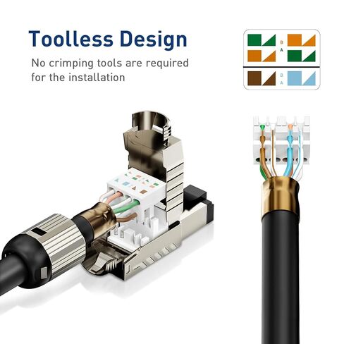 10 عبوات من موصلات RJ45 أداة مجانية Cat 8، Cat8 قابس إنهاء المجال المحمي RJ45 وحدات المقابس لـ 2000 ميجا هرتز 2 جيجا هرتز 40 جيجا كابل LAN صلب محمي مزدوج 22AWG-24AWG in Kuwait