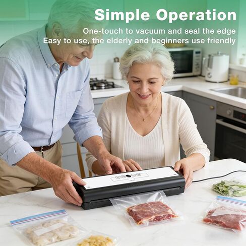 Automatic Vacuum Sealer Machine for Food with 10 Storage Bags, 5-in-1 Food Sealer for Seal a Meal, Dry & Moist Food Prep, Compact Vacuum Sealers for Freezer Preservation in Saudi Arabia