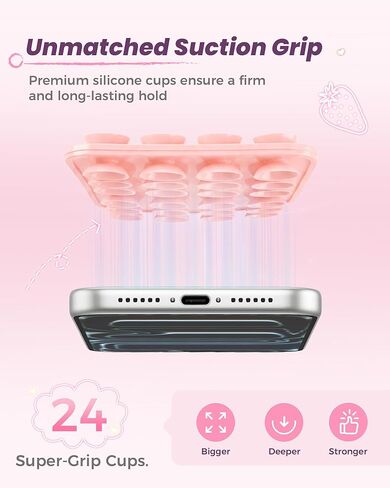 Suction Grip for Phone Case, Double Sided Silicone Suction Phone Mount, Non-Slip Strong Sticky Holder, Hands-Free for Selfie & Video, Compatible with iPhone Android, Light Pink+ Black - 2 Pack in Saudi Arabia