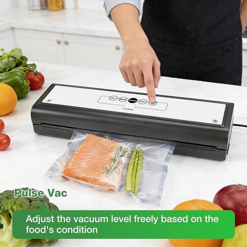 Automatic Vacuum Sealer Machine for Food with 10 Storage Bags, 5-in-1 Food Sealer for Seal a Meal, Dry & Moist Food Prep, Compact Vacuum Sealers for Freezer Preservation in Saudi Arabia
