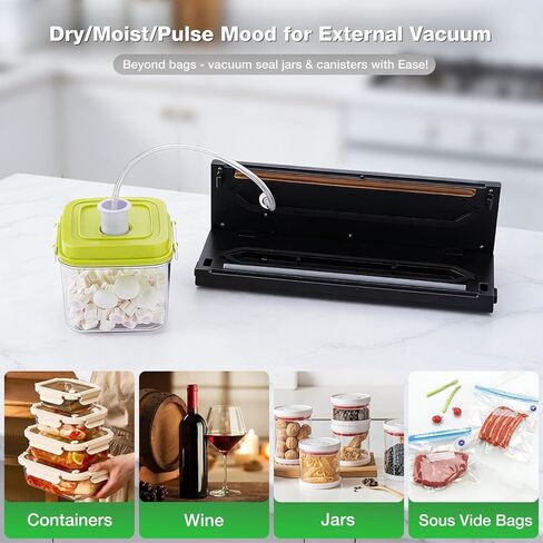 Automatic Vacuum Sealer Machine for Food with 10 Storage Bags, 5-in-1 Food Sealer for Seal a Meal, Dry & Moist Food Prep, Compact Vacuum Sealers for Freezer Preservation in Saudi Arabia