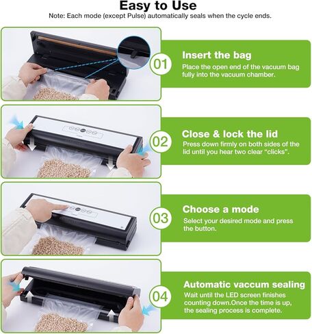 Automatic Vacuum Sealer Machine for Food with 10 Storage Bags, 5-in-1 Food Sealer for Seal a Meal, Dry & Moist Food Prep, Compact Vacuum Sealers for Freezer Preservation in Saudi Arabia