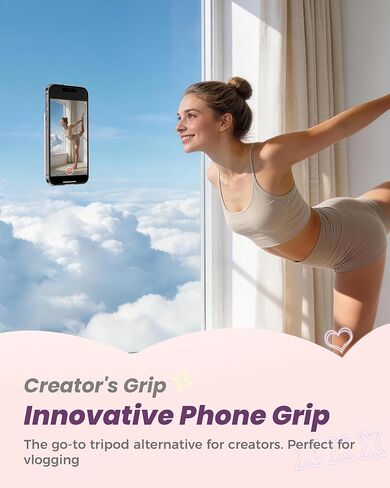 Suction Grip for Phone Case, Double Sided Silicone Suction Phone Mount, Non-Slip Strong Sticky Holder, Hands-Free for Selfie & Video, Compatible with iPhone Android, Light Pink+ Black - 2 Pack in Saudi Arabia