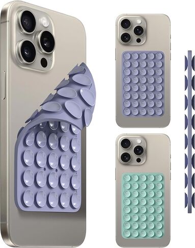 2 Pack Double Sided 40 Grain Silicone Suction Cups Phone Mount Compatible for All iPhone and Android Cellphones - Black+Pink in Saudi Arabia