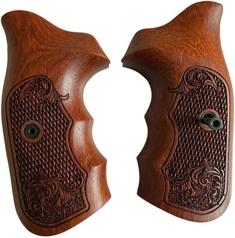 New Handmade reproductive Padauk Wood Grips Compatible with 5&W J Frame Round Butt, Flower Engraved, Opened Back, Thai Handmade #JR1 in Saudi Arabia
