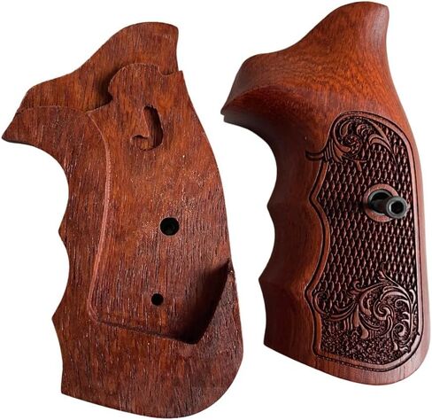 New Handmade reproductive Padauk Wood Grips Compatible with 5&W J Frame Round Butt, Flower Engraved, Opened Back, Thai Handmade #JR1 in Saudi Arabia